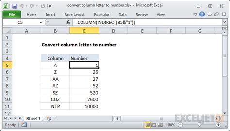 Using the TEXT function to get the column letter