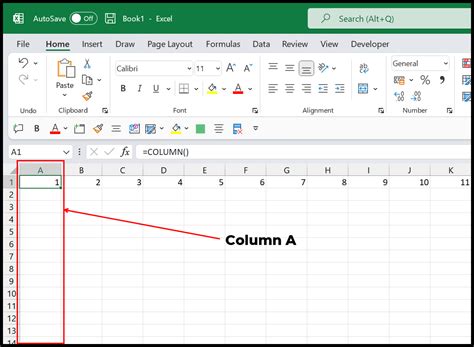 Example of using column names in a budget template