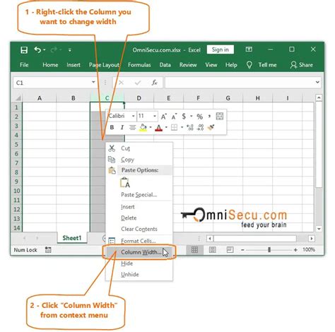 Column Width Dialog Box Excel