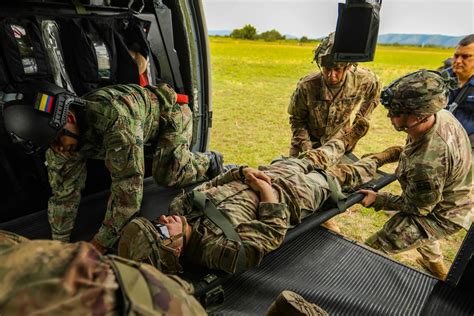 Combat medics evacuating patients from the battlefield