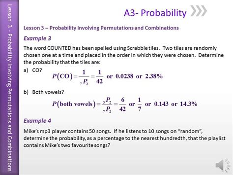 Combinations and Permutations in Probability