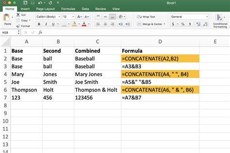 Combine cells with commas using the Concatenate function