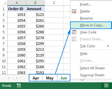 Combine Sheets in Excel