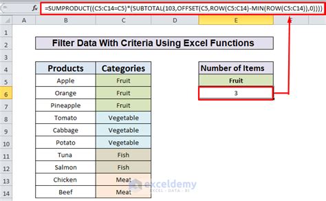 Combining SUBTOTAL and COUNTIF formula