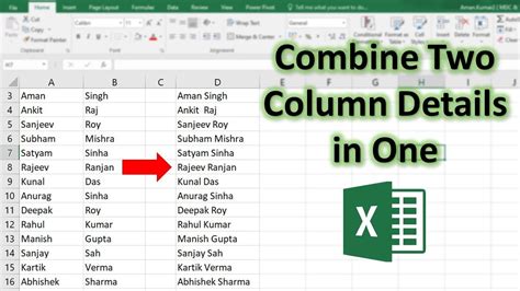 Combining Columns in Excel Image 1