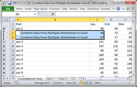 Combining Worksheet Data