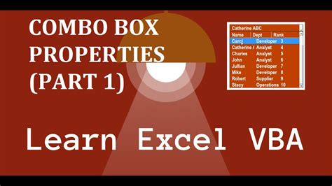 Combo Box Properties in Excel