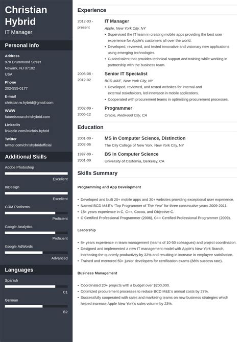 Combination Resume Template Design