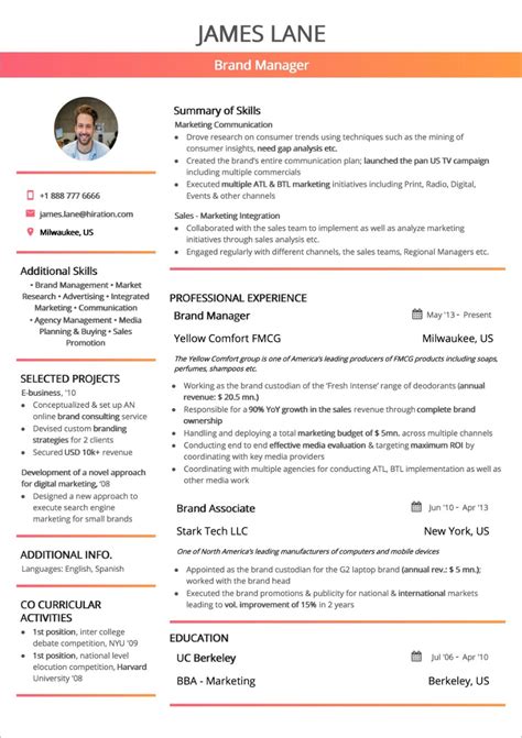 Combination Resume Template Layout