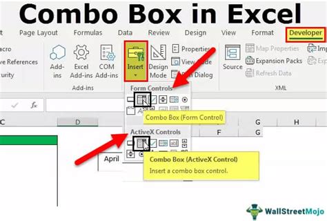 Example of a combo box in Excel