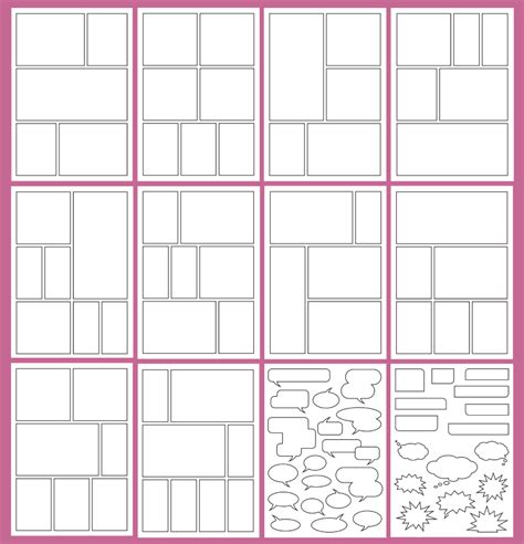 A comic book template with multiple pages