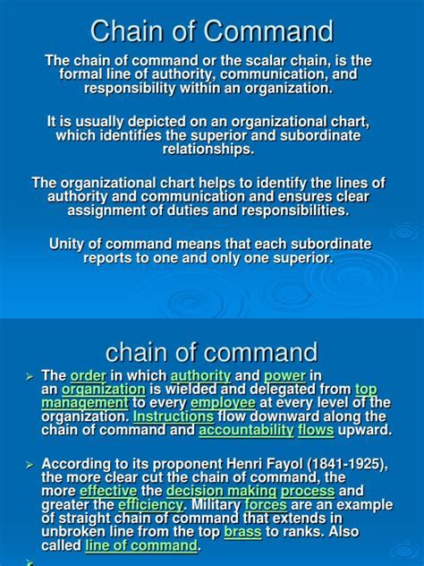 Defining Command Chain and Hierarchy