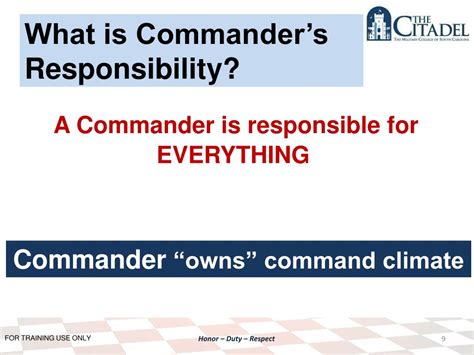 A commander's accountability is critical for success