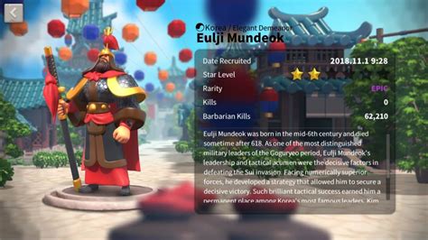 Eulji Mundeok Commander in Rise of Kingdoms