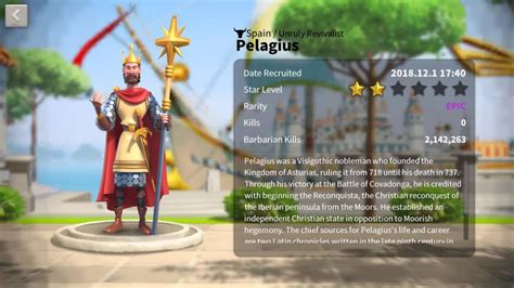 Pelagius Commander in Rise of Kingdoms