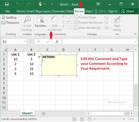 Comments in Excel