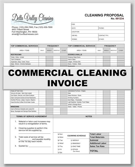 Commercial Cleaning Invoice Template Example