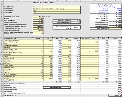 Commercial Construction Cost Estimate Template