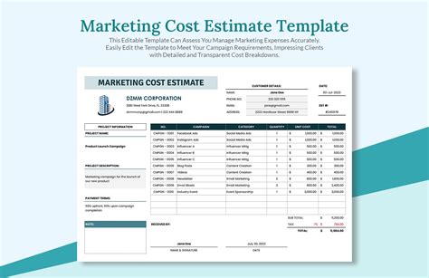 Commercial Construction Cost Estimate Template