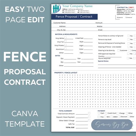 Commercial fencing contract template sample