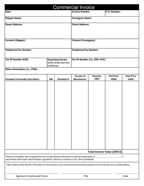 Commercial Invoice Template PDF