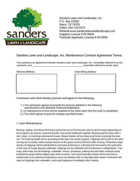 Commercial lawn care contract