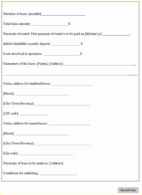 Commercial Lease Abstract Template Design