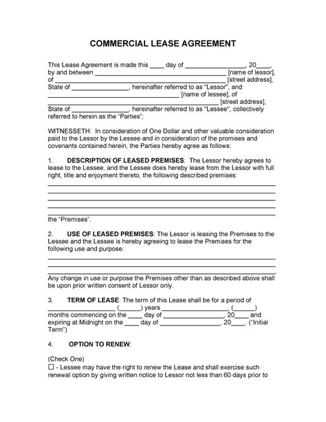 Commercial Lease Agreement Template