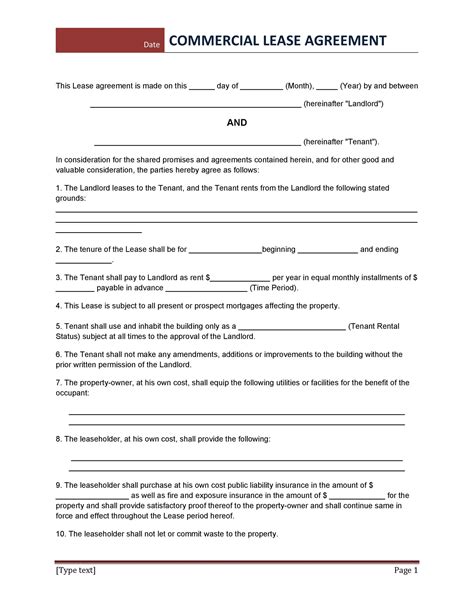 Commercial Lease Template