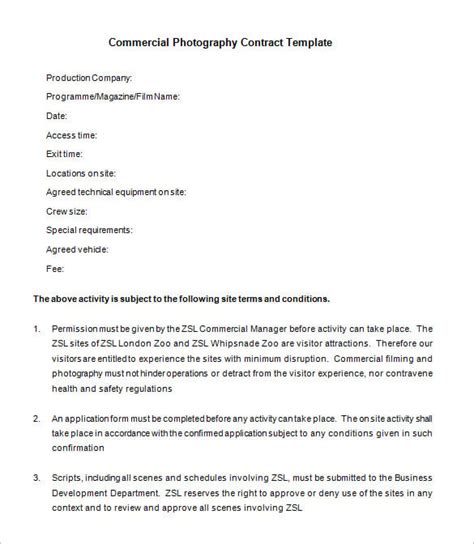 Commercial Photography Contract Template