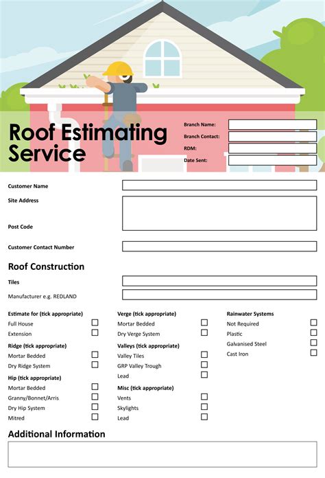 Commercial roofing estimate form