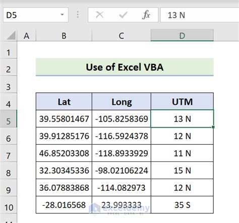 Common errors when converting latitude and longitude to UTM coordinates in Excel