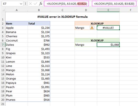 Common Return Value Errors in Excel