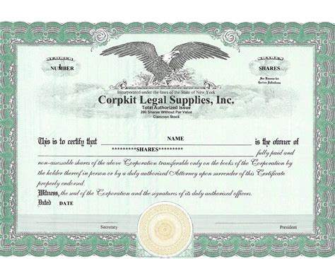 Common Stock Certificate Template