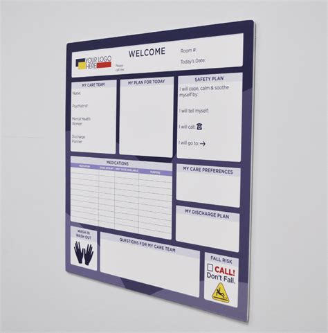 Printable hospital communication boards for patient safety