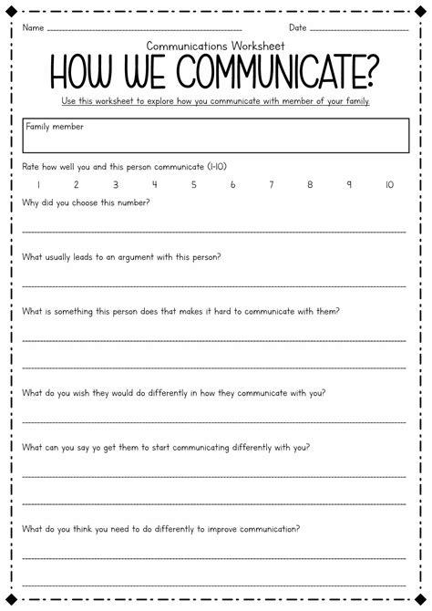 Communication expectations worksheet