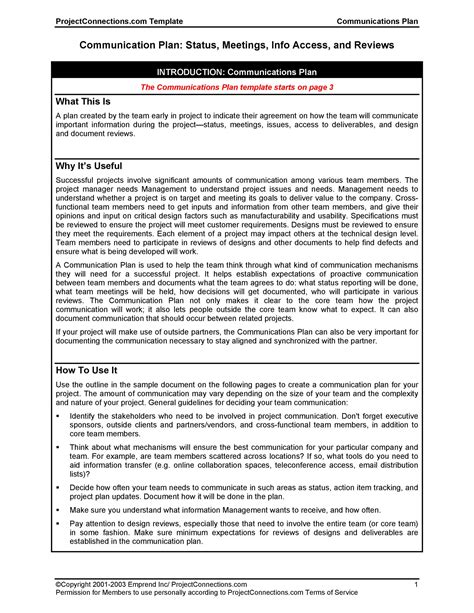 Communication Plan Report Template