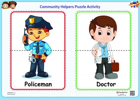 Community Helpers Puzzle Template