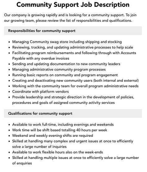 Community support jobs