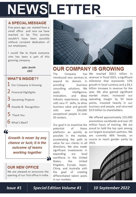 Company Newsletter Template Example