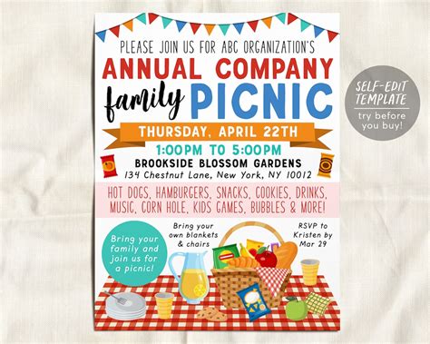 Company Picnic Flyer Templates and Ideas