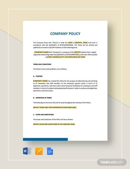 Company Policies Template