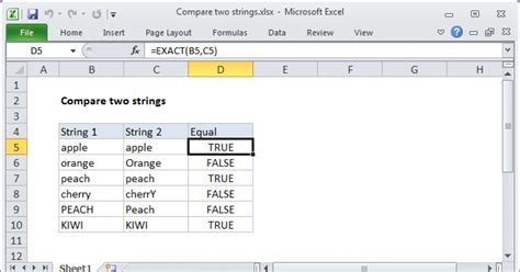 Ways to compare strings in Excel