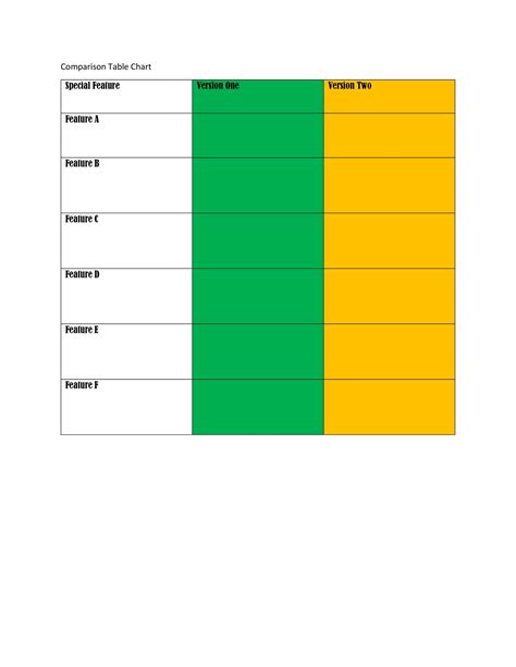 Comparison Chart Template Word 3