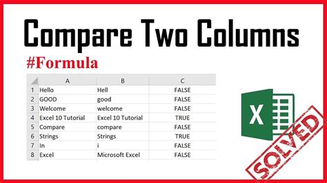 Comparison formula in Excel