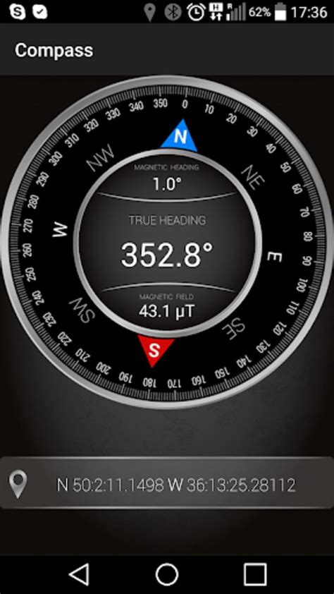 A compass app on a smartphone