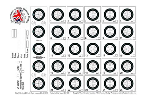 Free printable paper targets for competition shooting