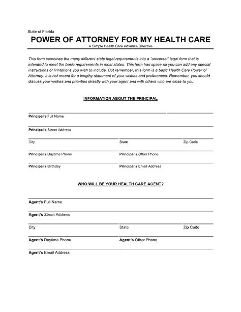 Completing Florida Medical Power of Attorney Form