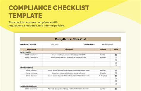 Compliance Tracking Template