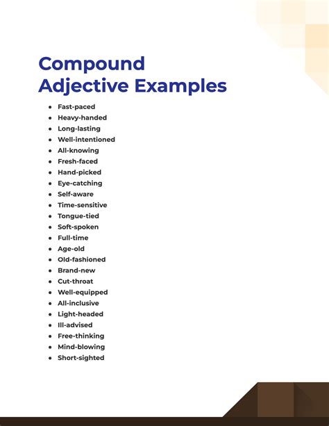 Compound adjectives example